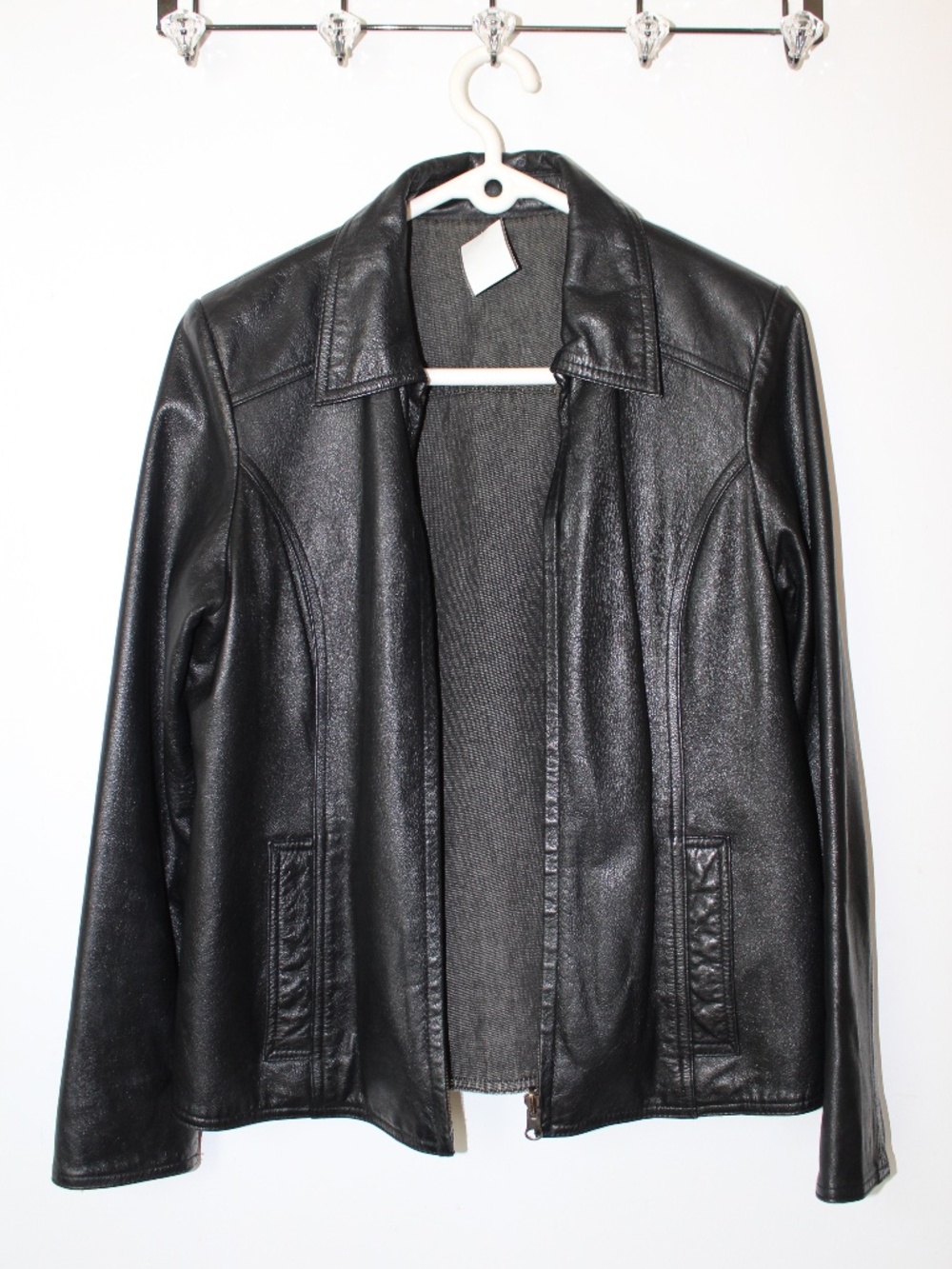 Women’s Reversible Leather Jacket - Danier XS/S - Black (Grey Cotton Reverse)